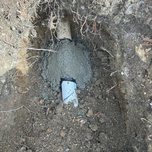 a damaged water line in the ground